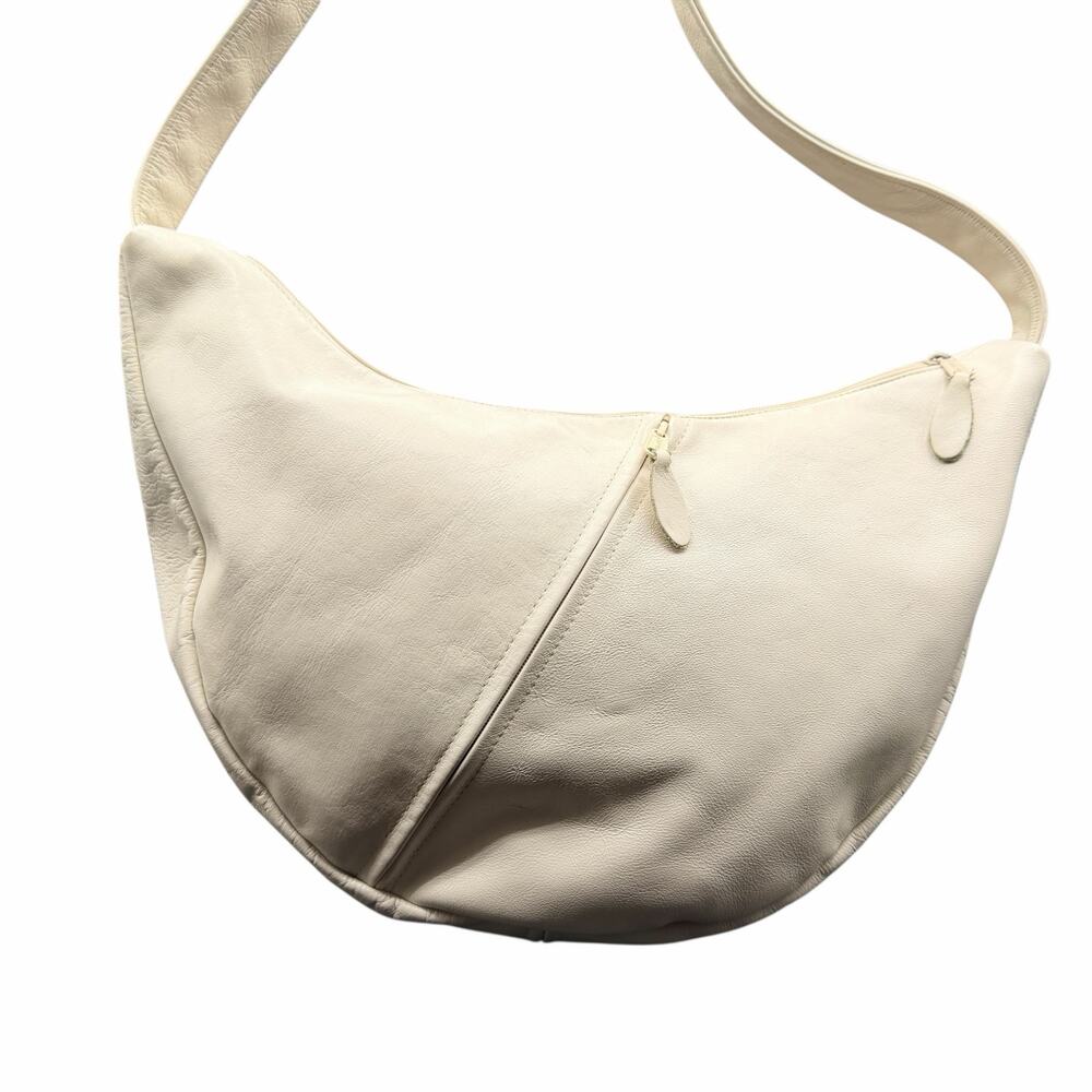 Vintage Juliette Leather Crescent Bag Slouchy Shoulder Purse USA cream